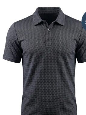Men's Navy Blue Breeze Belly Hiding Short-Sleeve Textured Polo Shirt